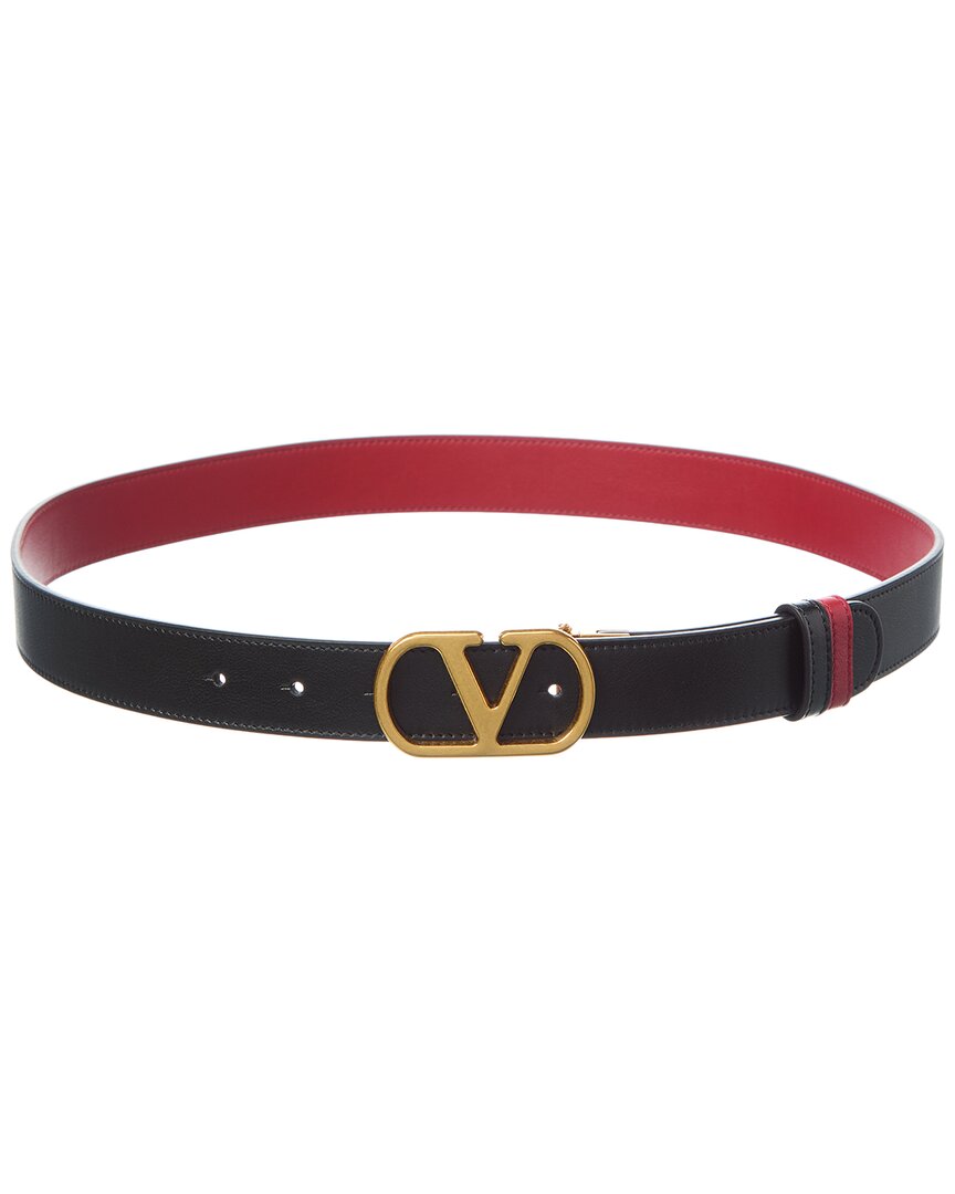 Valentino Vlogo Signature Reversible Leather Belt In Black