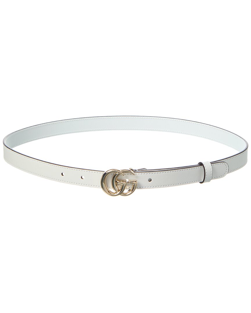 Gucci Double G Thin Leather Belt In Gray