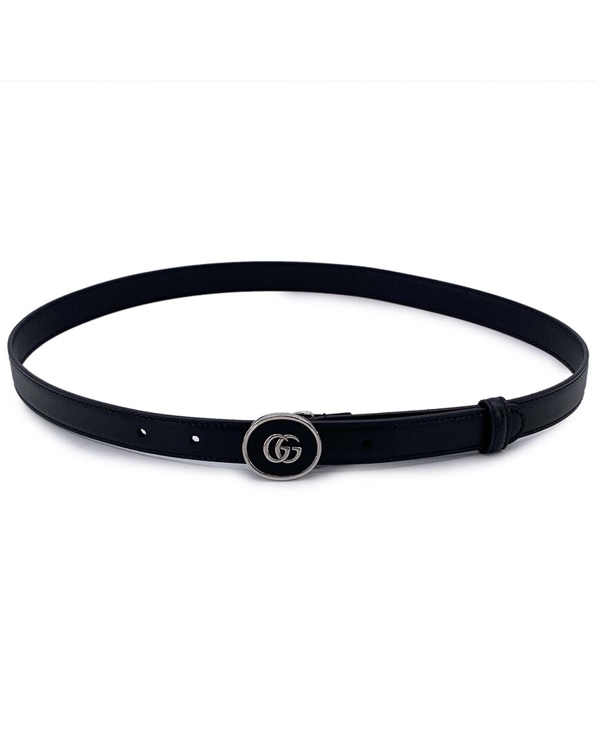 Gucci Leather Belt Gg Buckle (authentic Pre-loved) In Black