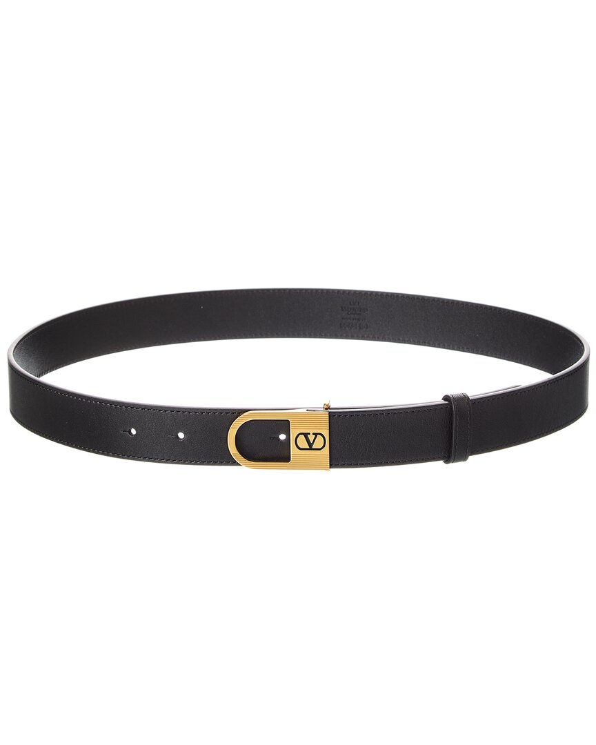 Valentino Garavani Valentino Vlogo Signature Leather Belt In Black