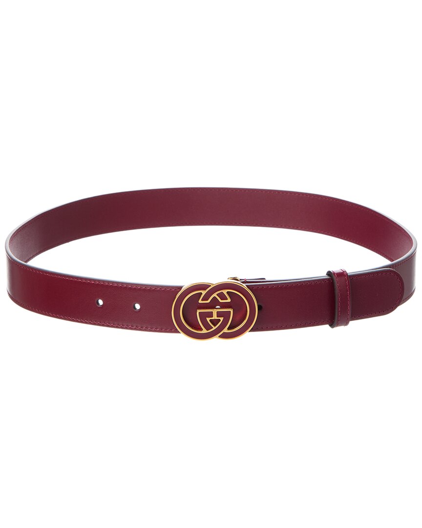 Gucci Interlocking G Buckle Leather Belt In Burgundy