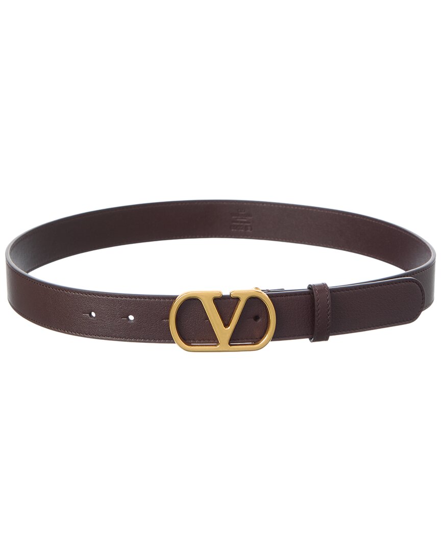 Valentino Garavani Valentino Vlogo Signature Leather Belt In Brown