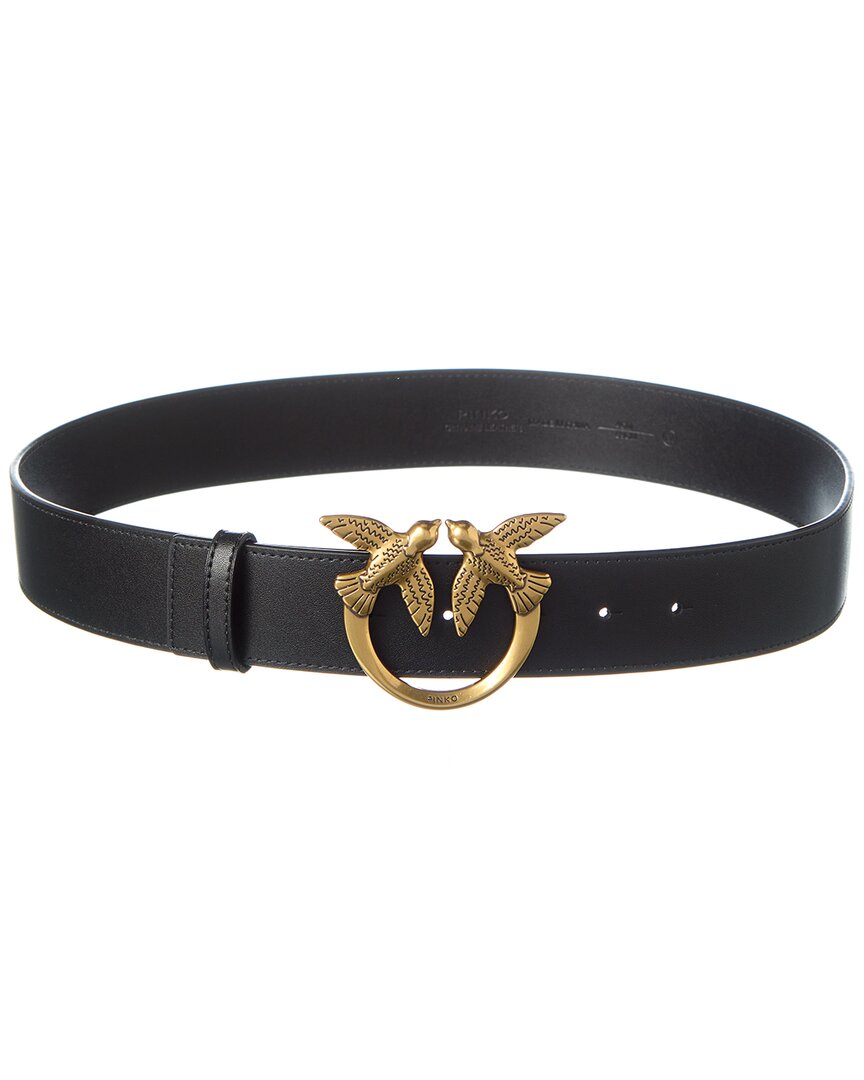 Pinko Love Berry Leather Belt In Black