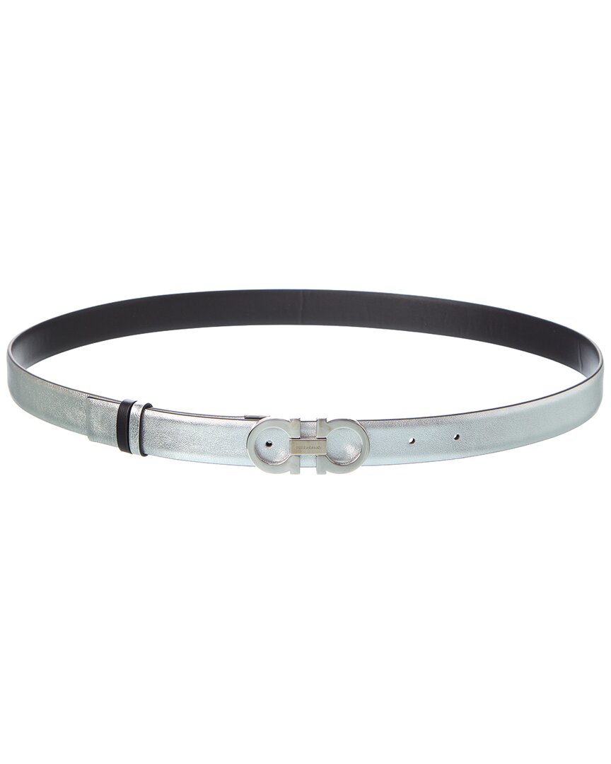 Ferragamo Gancini Reversible & Adjustable Leather Belt In Blue