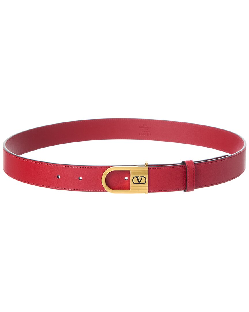 Valentino Garavani Valentino Vlogo Signature Leather Belt In Red