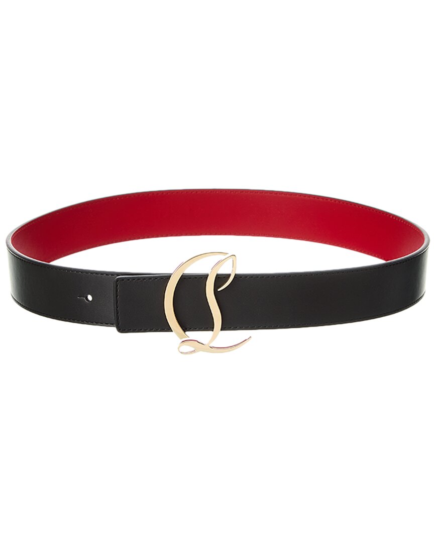 Christian Louboutin Logo Buckle Leather Belt In Black