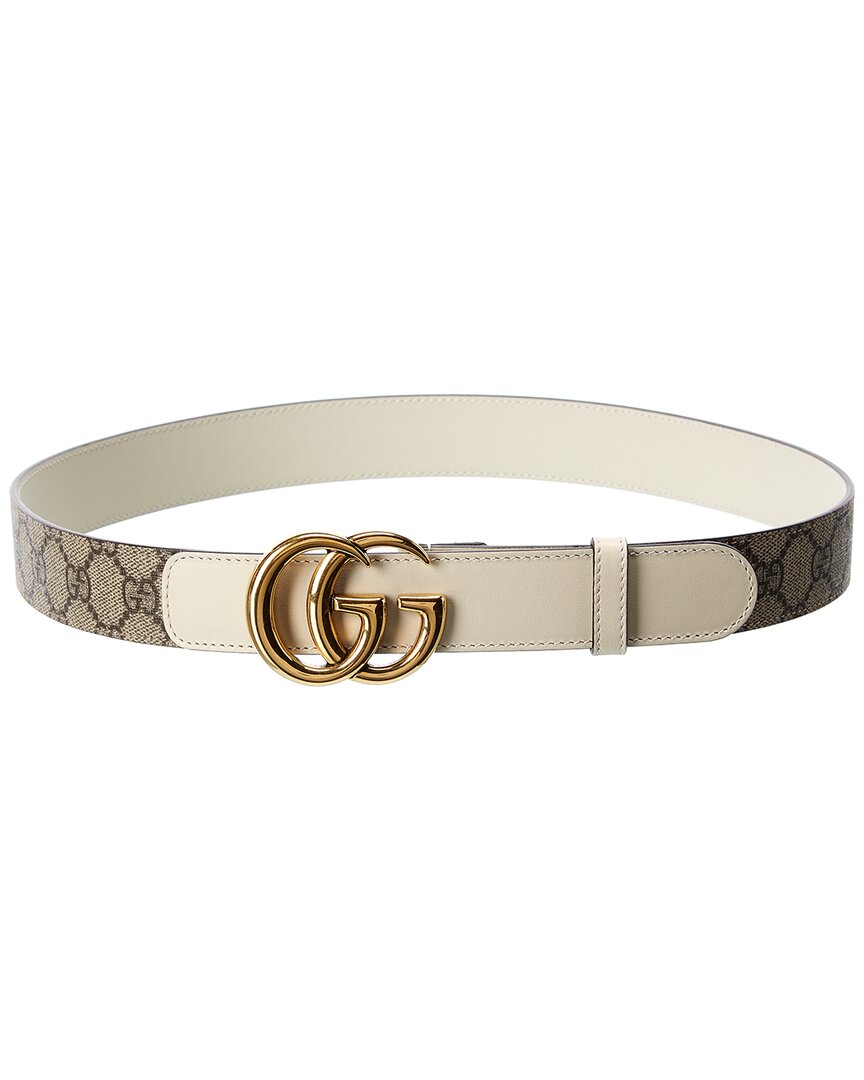 Gucci Gg Marmont Thin Gg Supreme Canvas & Leather Belt  display picture 3