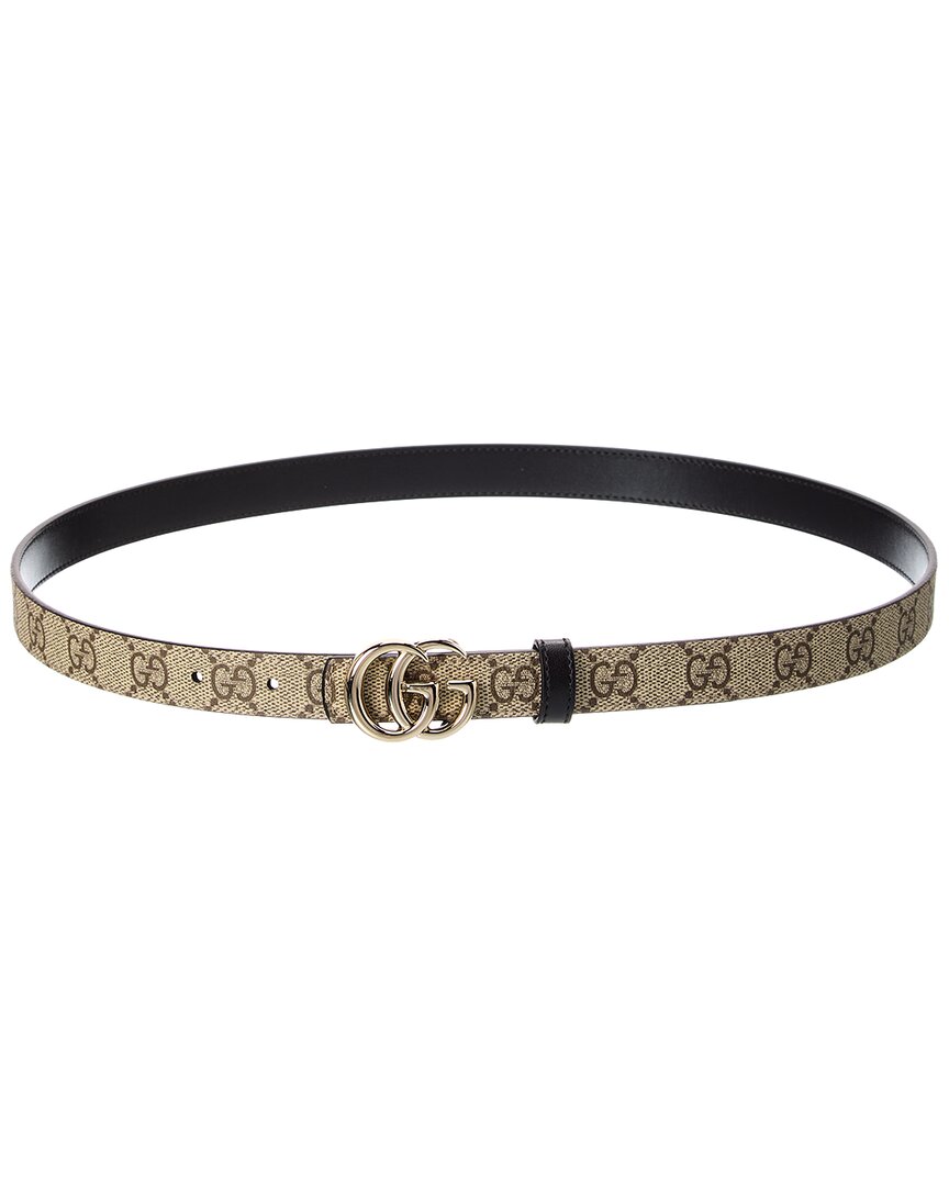 Gucci Gg Marmont Reversible Gg Supreme Canvas & Leather Belt In Brown