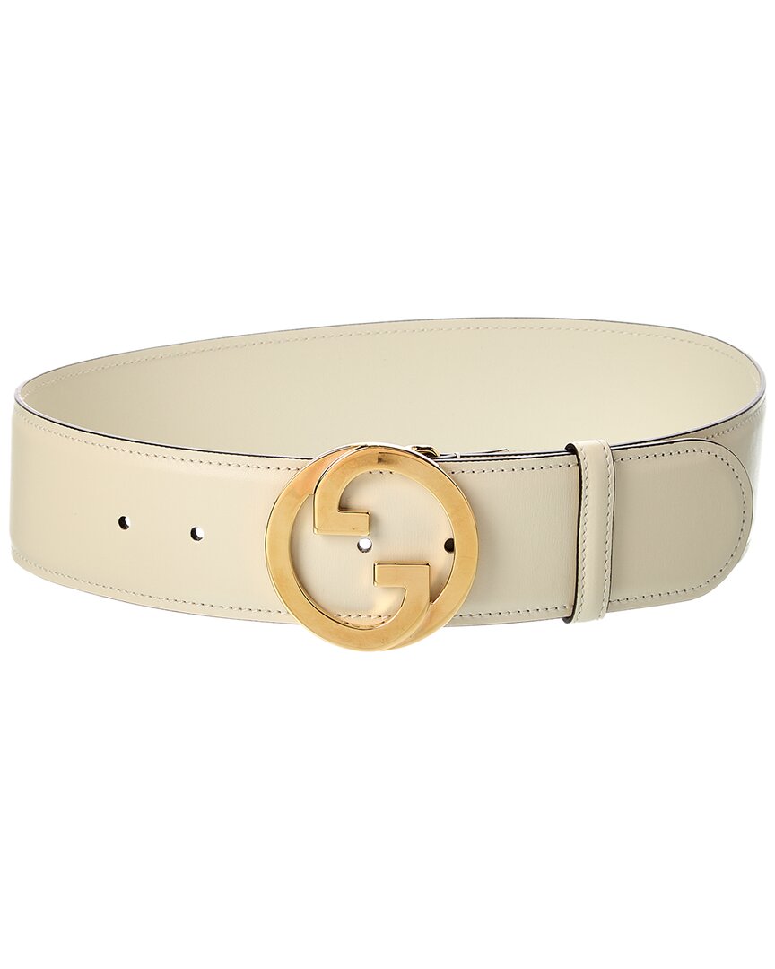 Gucci Gg Leather Belt In White