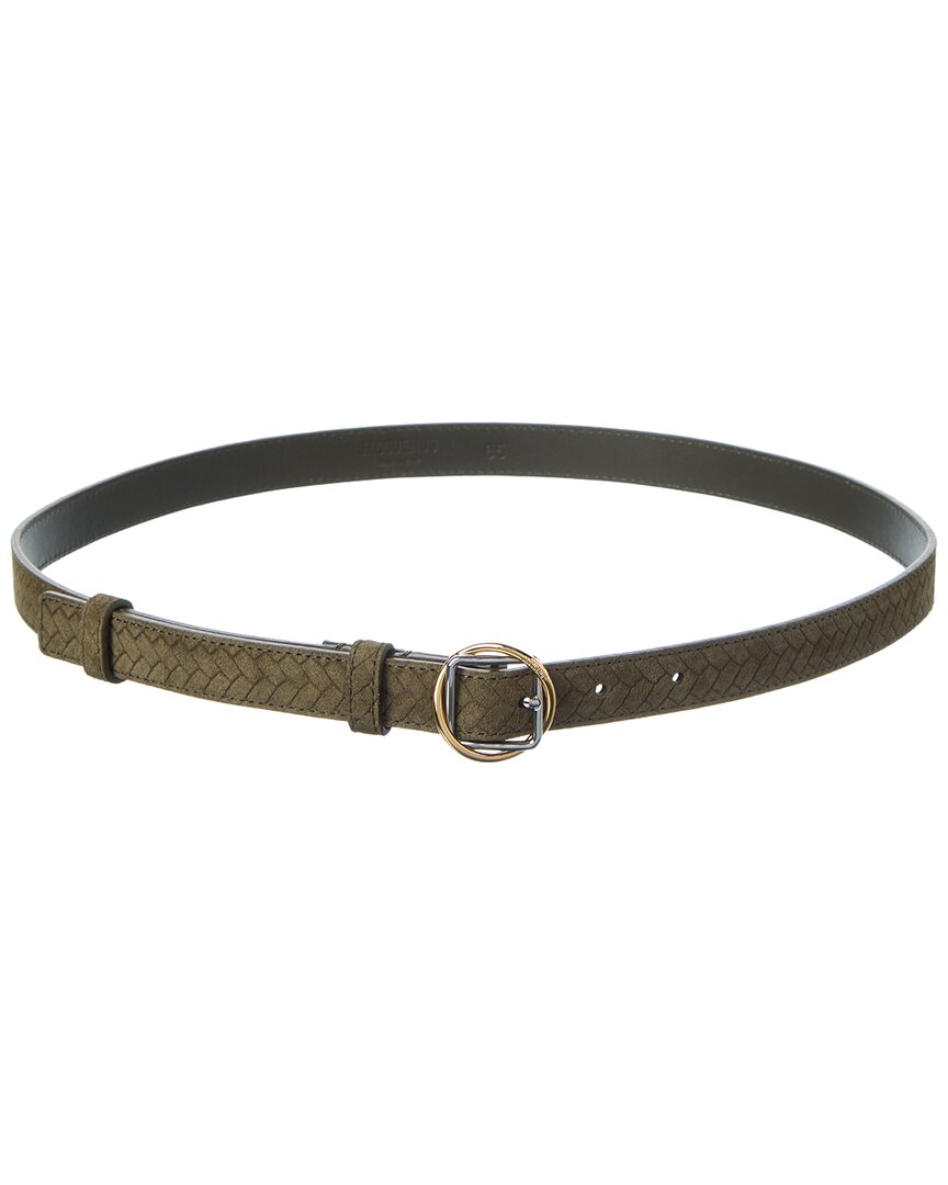 Jacquemus Bambino Woven Suede Belt In Green