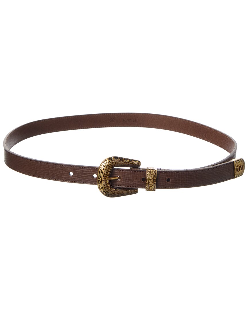 Valentino Garavani Valentino Vlogo Signature Leather Belt In Brown