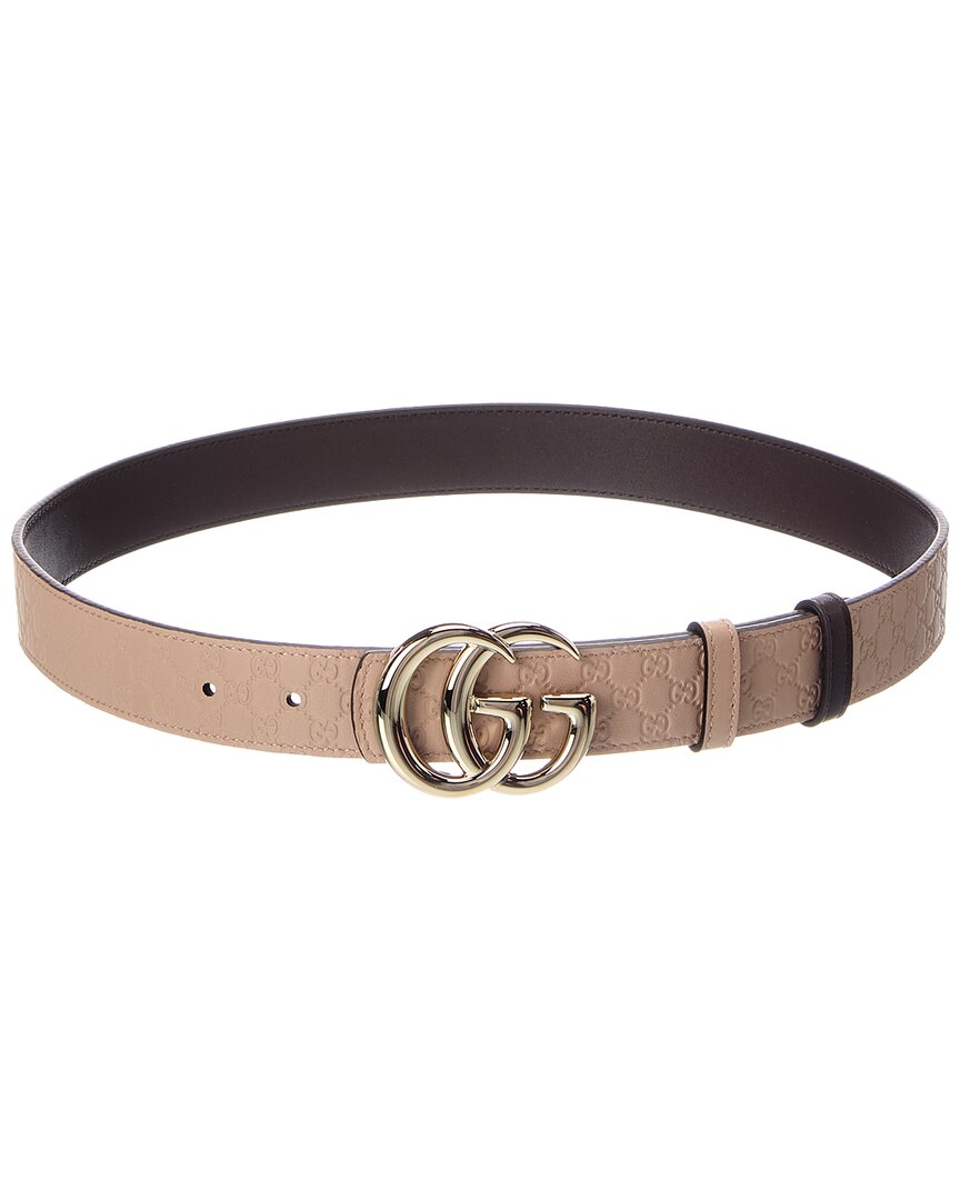 Gucci Gg Reversible Leather Belt In Purple
