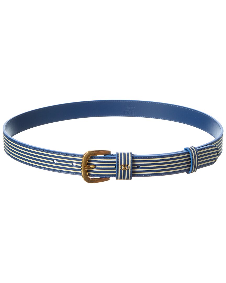 Valentino Garavani Valentino Vlogo Signature Leather Belt In Blue