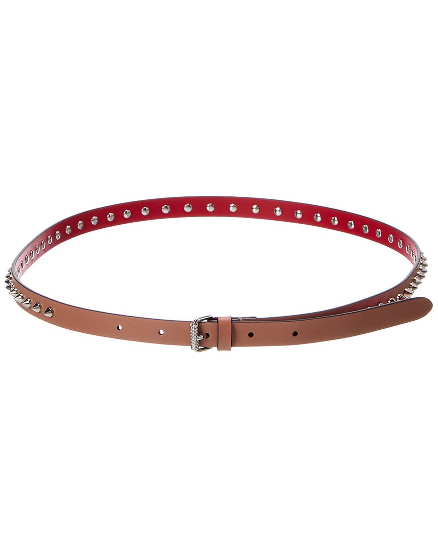 Christian Louboutin Logo Leather Belt In Tan