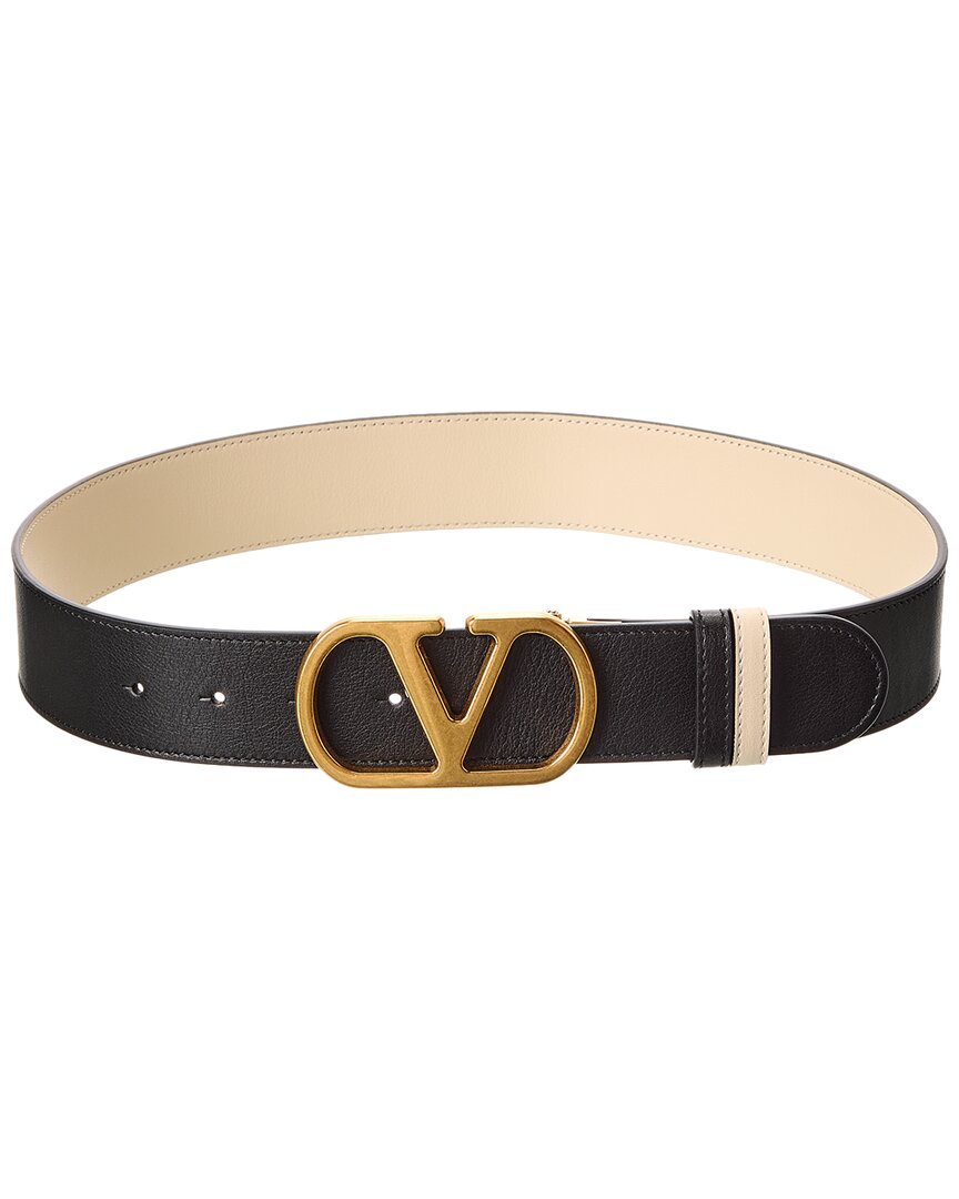 Valentino Gold/Black Vlogo Signature Reversible Leather Belt