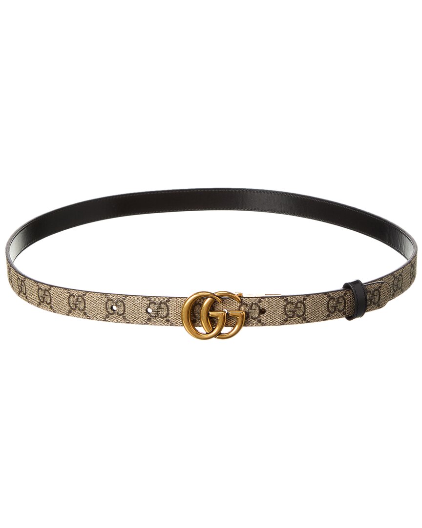 GUCCI GUCCI GG MARMONT THIN REVERSIBLE GG SUPREME CANVAS & LEATHER BELT