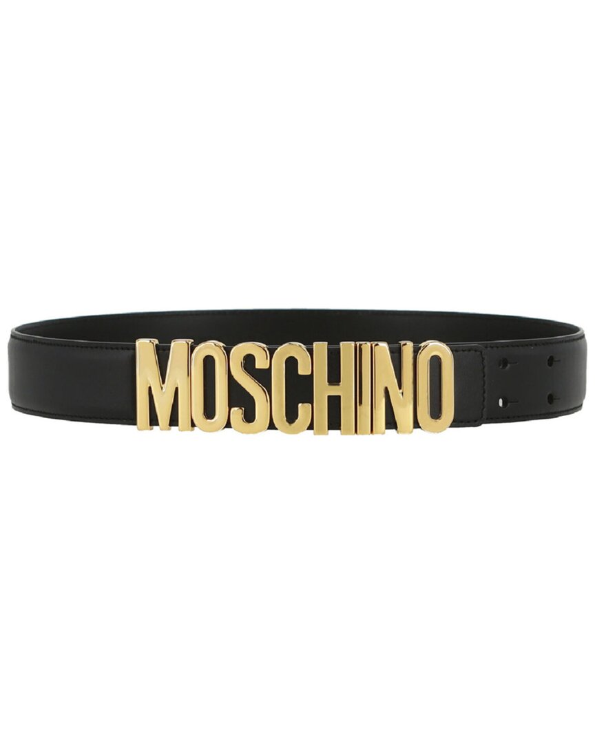 Shop Moschino Leather Belt In Black