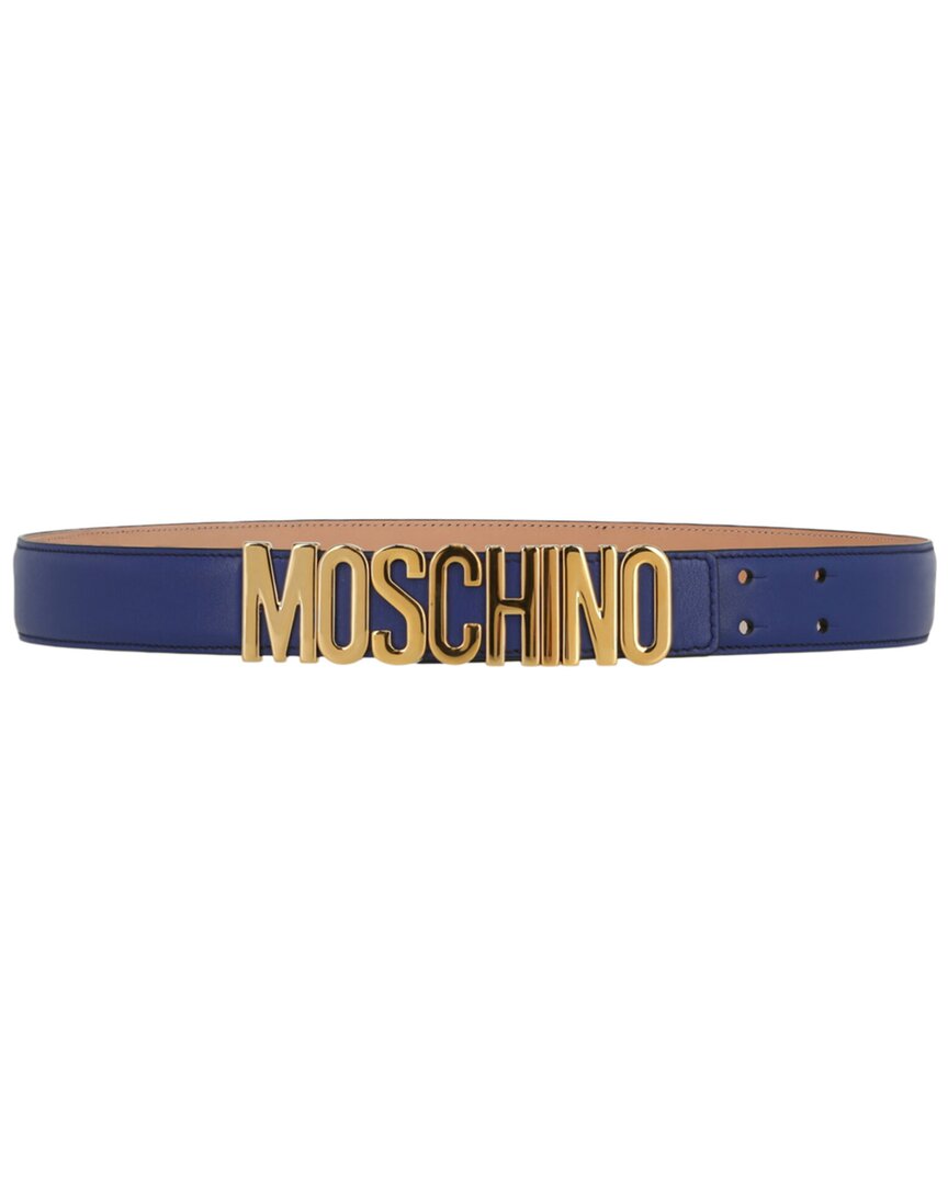 Moschino Leather Belt In Blue