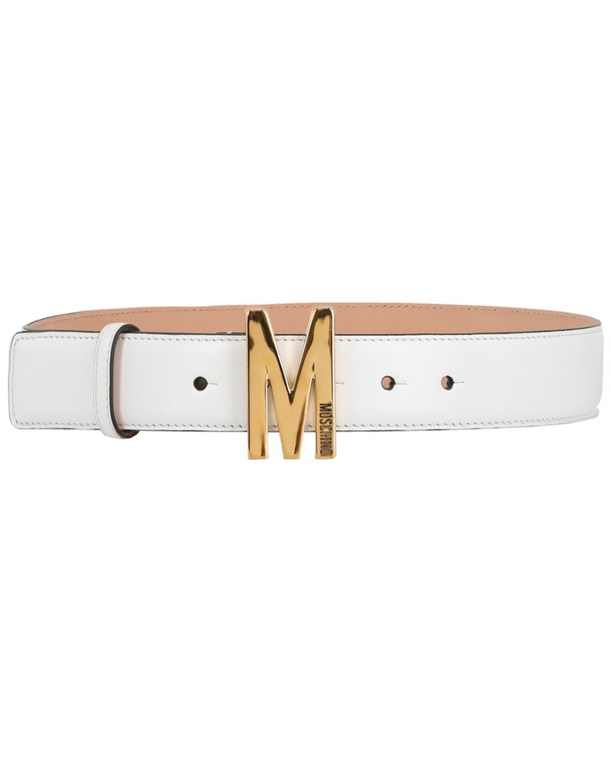 Moschino Leather Belt In White