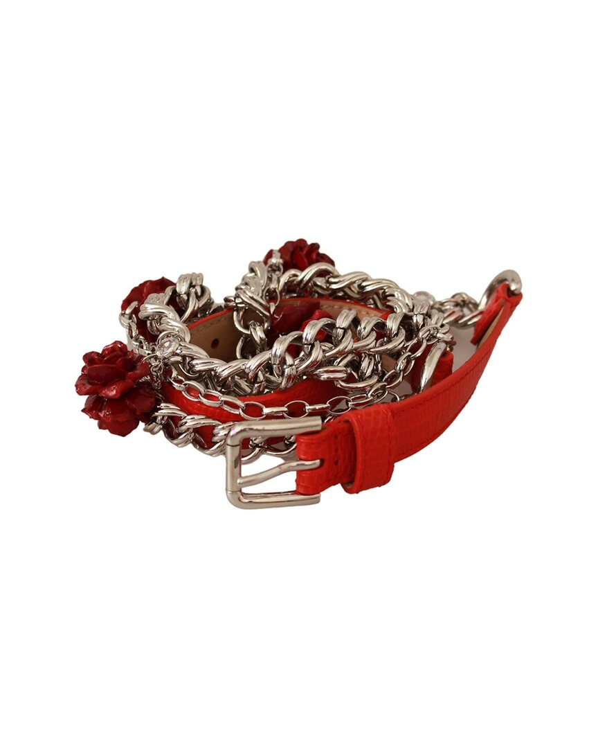 Shop Dolce & Gabbana Leather Roses Floral Waist Belt