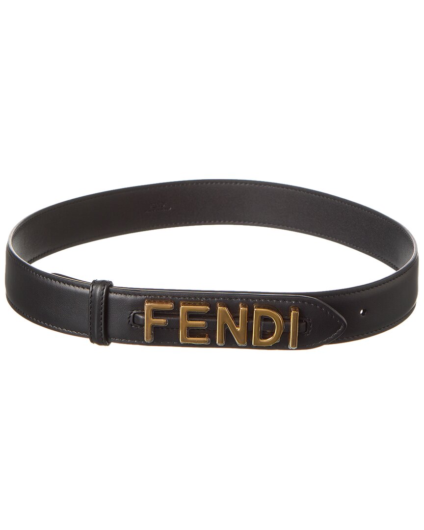 Fendi Graphy Leather Belt In Black