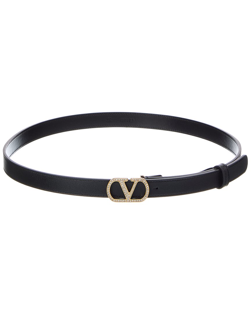 Valentino Garavani Valentino Vlogo Signature Leather Belt In Black