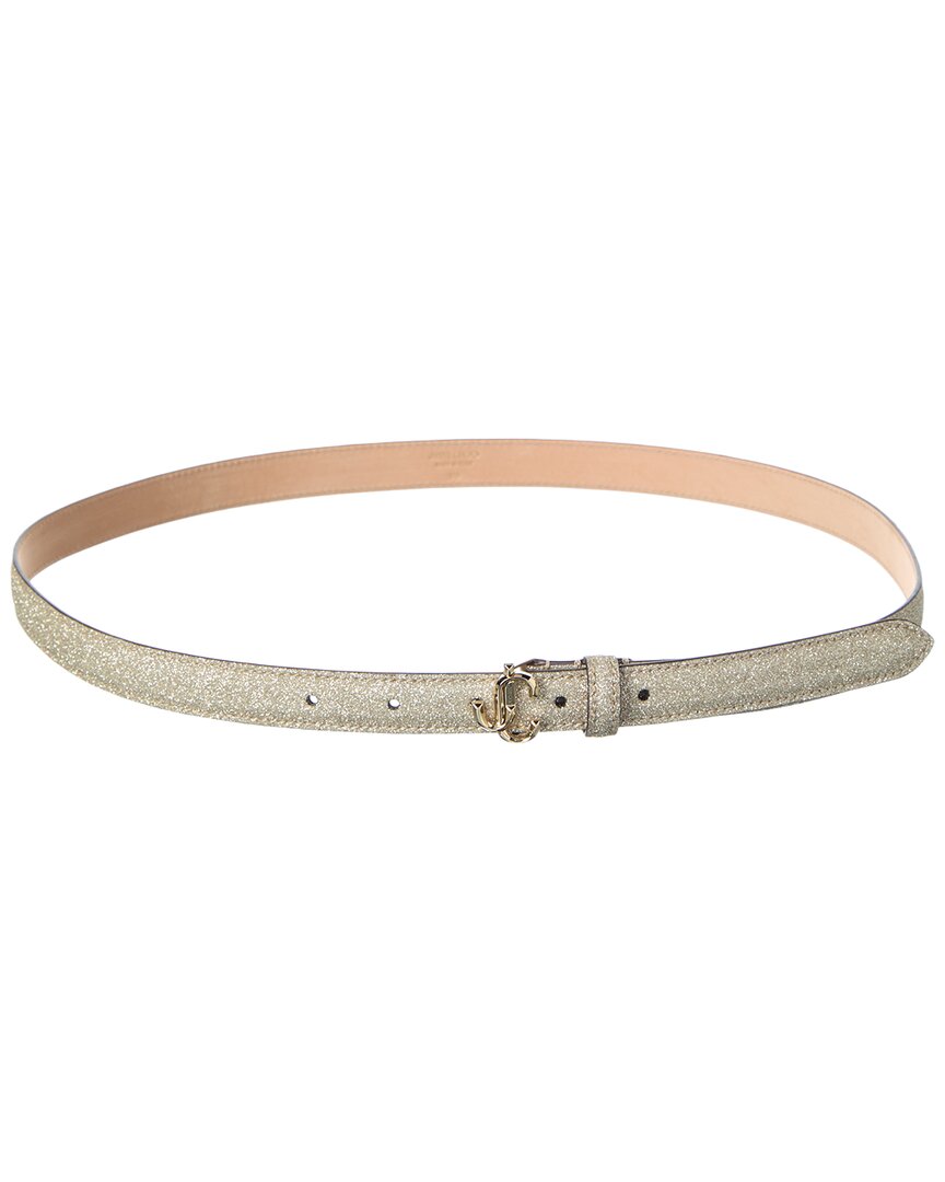 Jimmy Choo Mini Helina Glitter Belt In Gold
