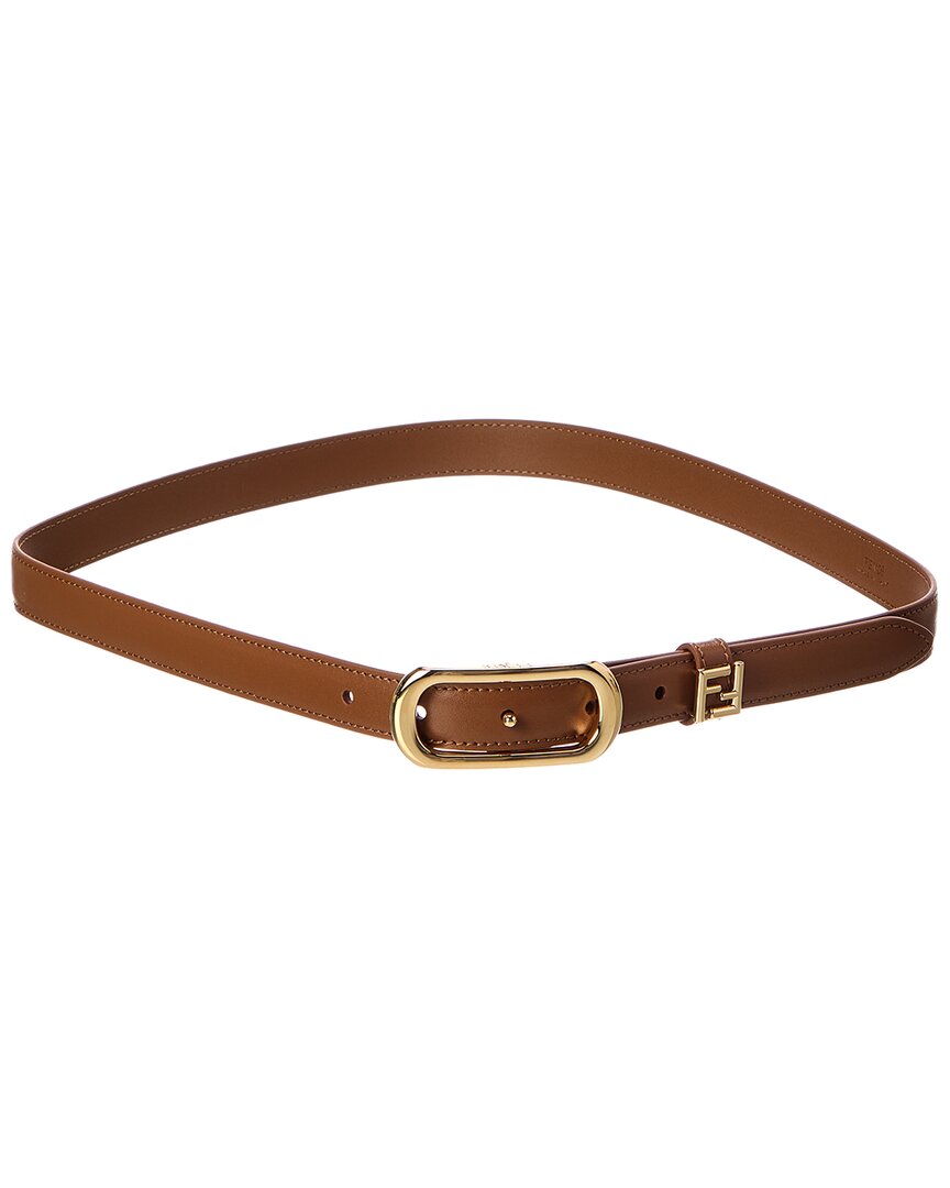 Fendi Brown/Gold Ff Leather Belt