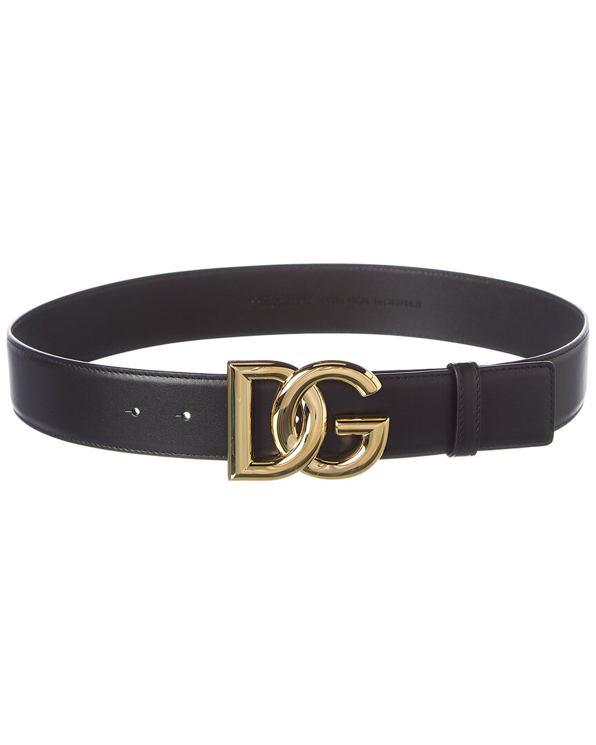Dolce & Gabbana Dg Logo Buckle Leather Belt In Black