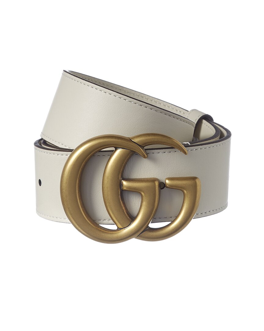 Gucci Double G Leather Belt In Gold