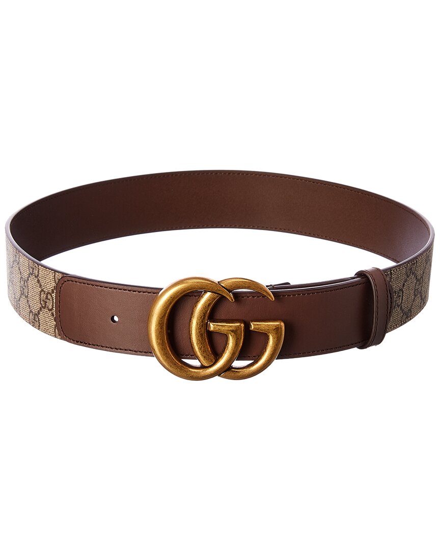 Gucci Double G Buckle Supreme Canvas & Leather Belt