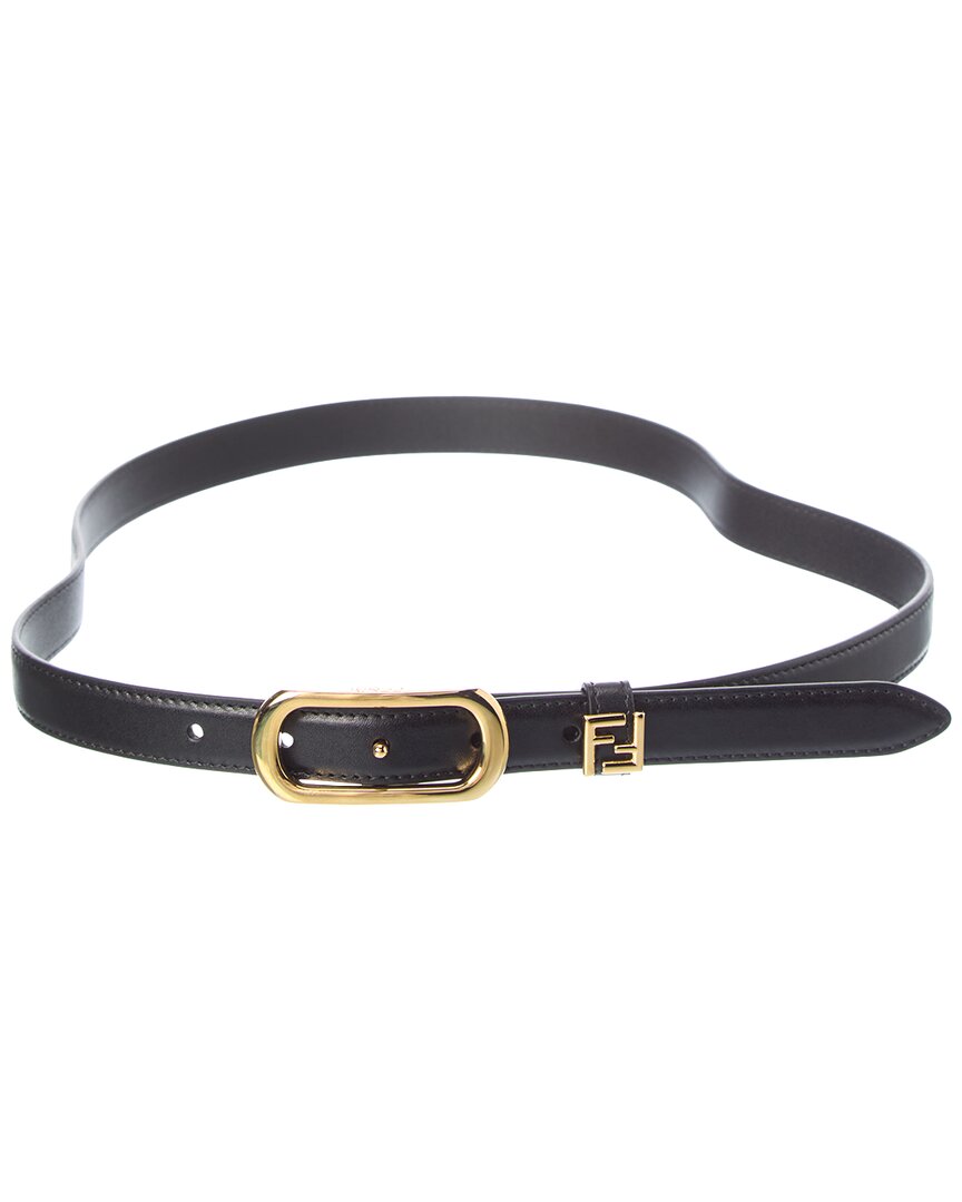 Fendi Gold/Black Ff Leather Belt