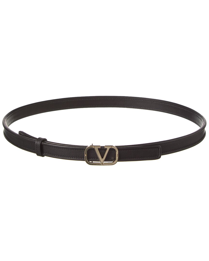 Shop Valentino Vlogo Signature Leather Belt In Black