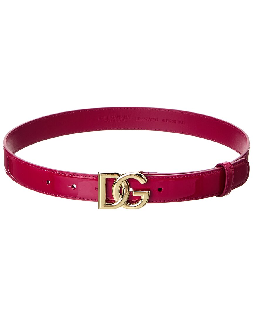 Dolce & Gabbana Dg Logo Patent Belt In Red