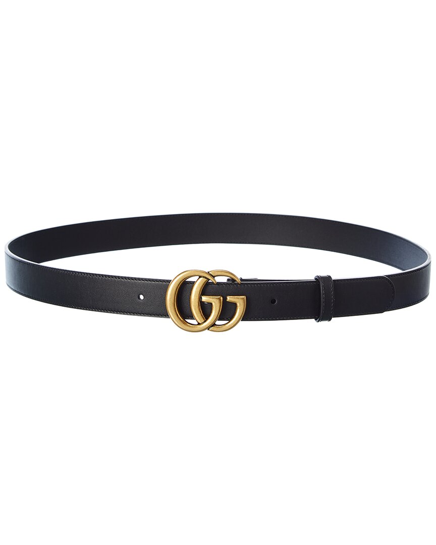 Gucci Double G Leather Belt In Black