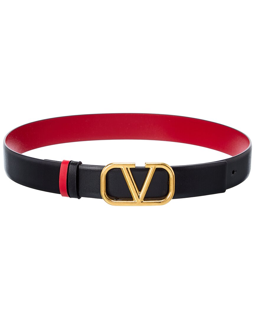 Shop Valentino Vlogo 30mm Reversible Leather Belt In Black