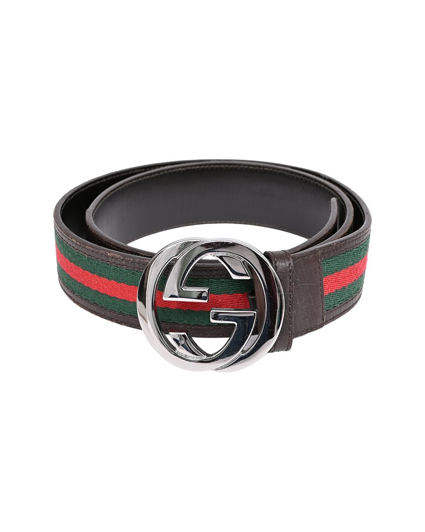 Pre-owned Gucci Web Signature Logo Belt (authentic Pre-loved)