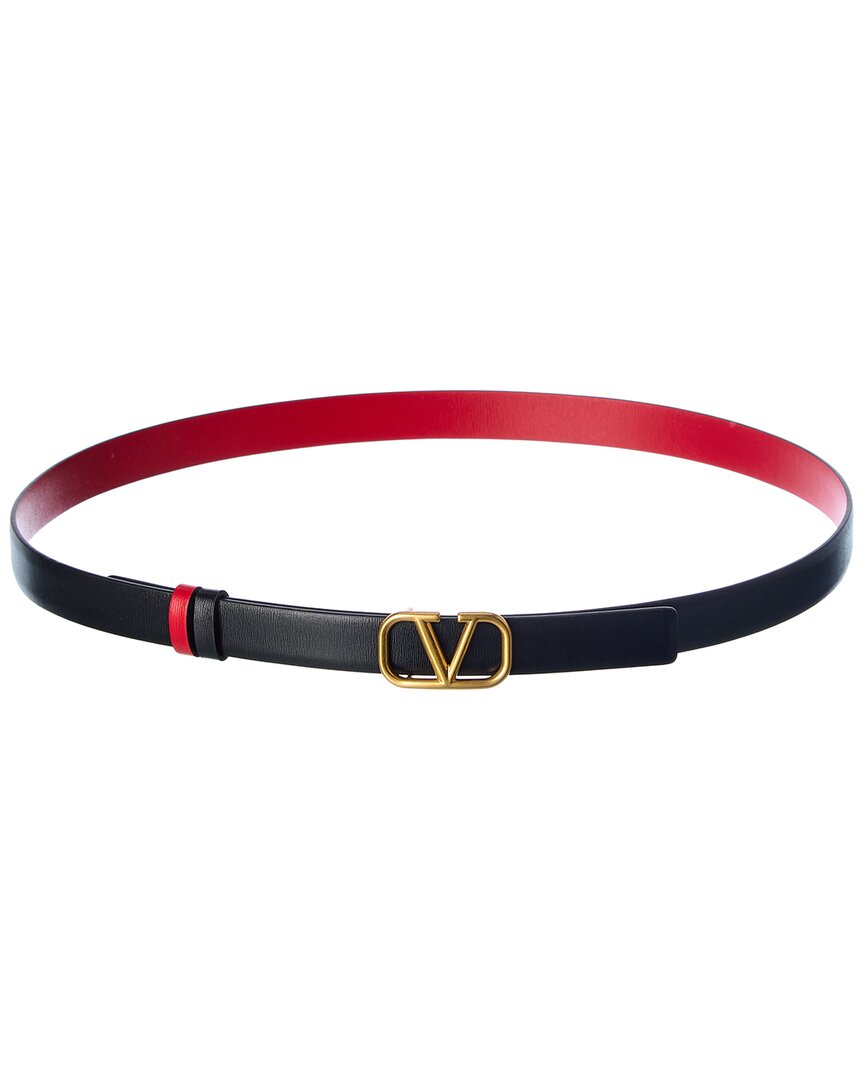 Shop Valentino Vlogo 20mm Reversible Leather Belt In Black