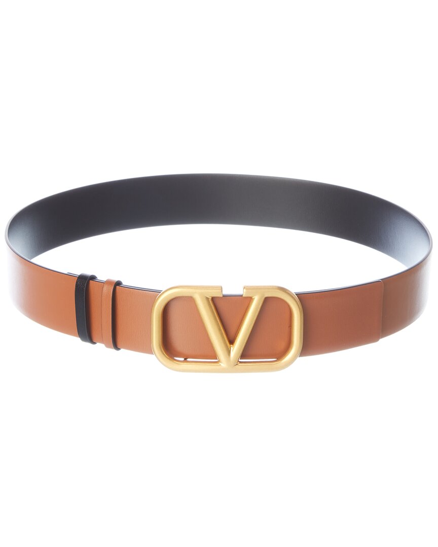 Valentino Garavani Valentino Vlogo Reversible Leather Belt In Brown