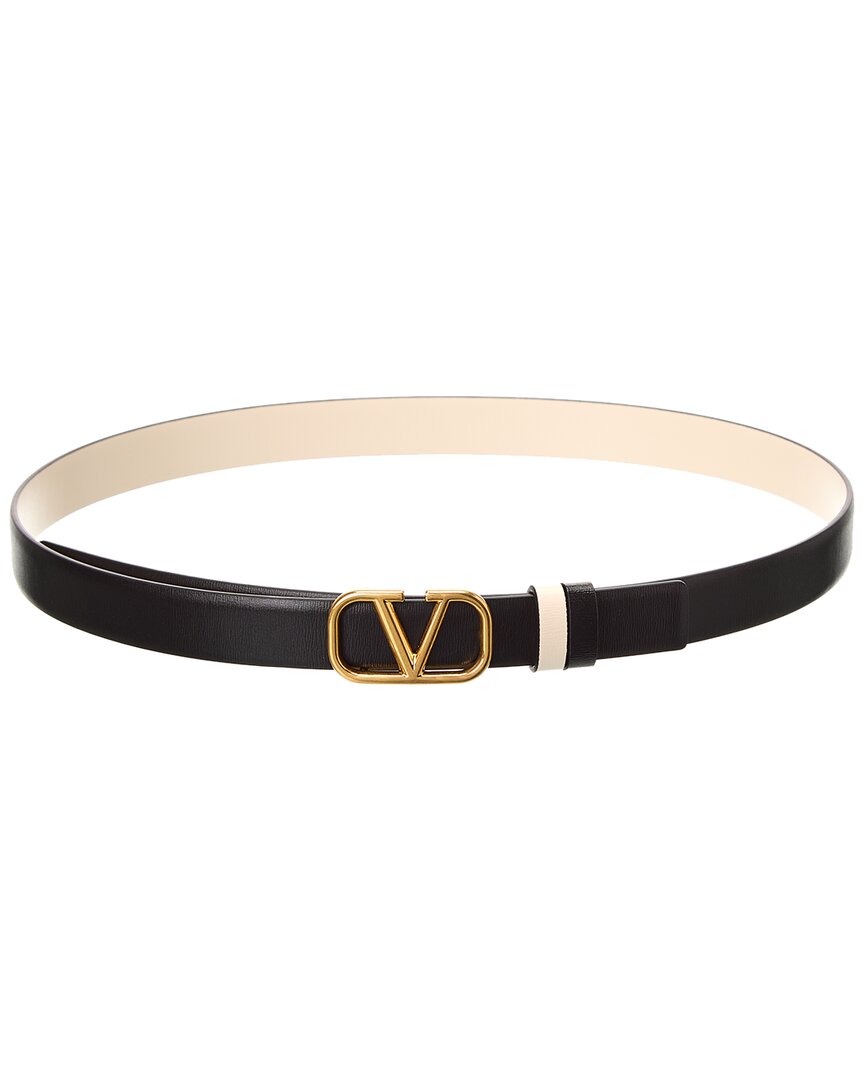 Shop Valentino Vlogo Signature Reversible Leather Belt In Black