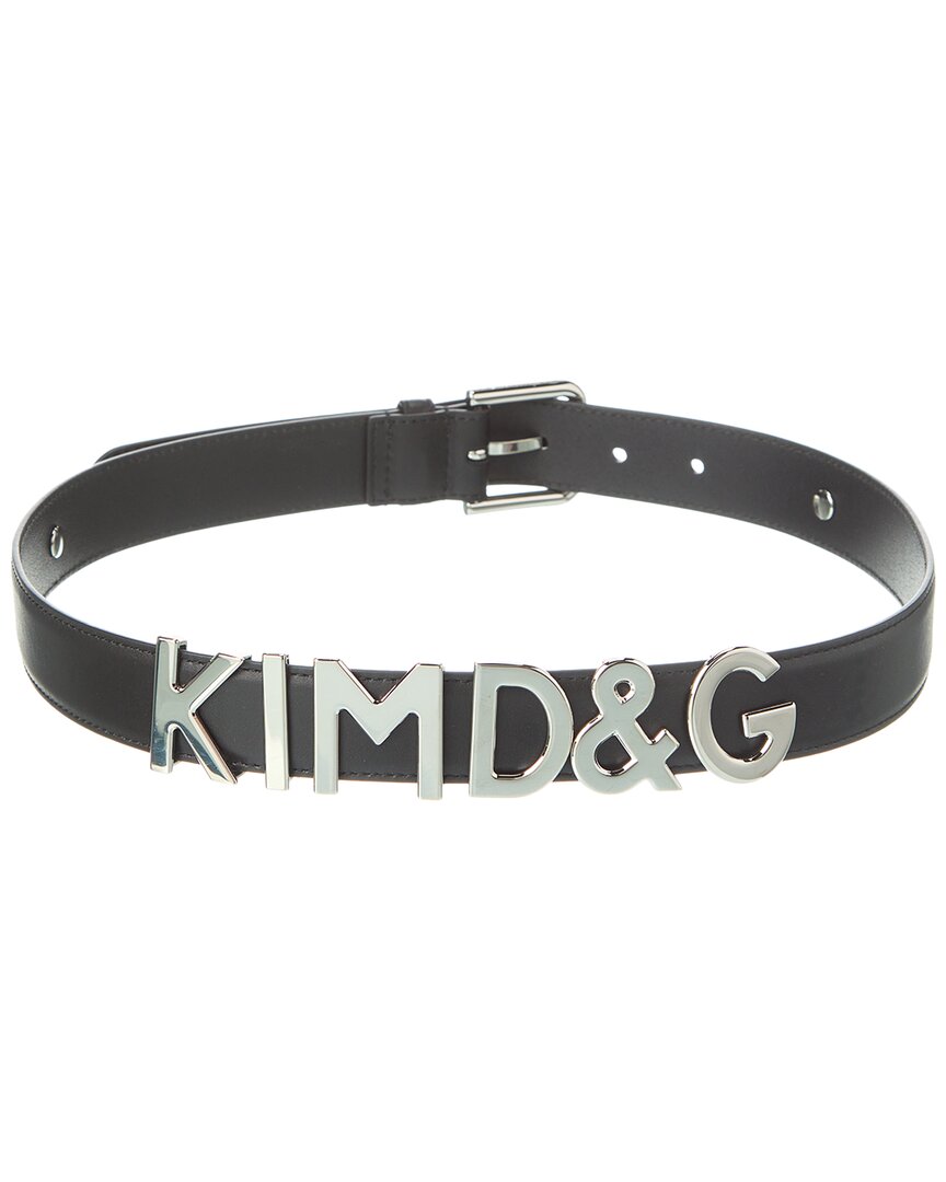 Dolce & Gabbana Silver/Black Kim Lettering Leather Belt