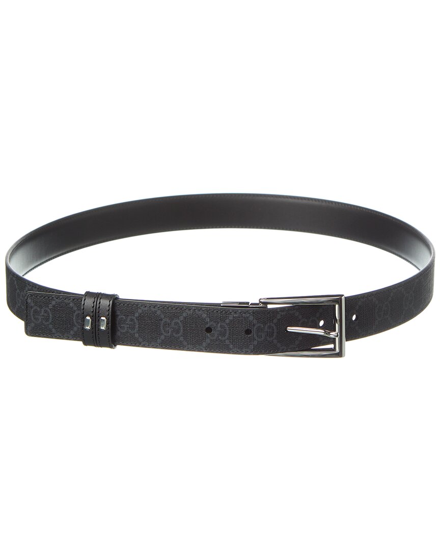 Gucci Reversible Gg Supreme Canvas & Leather Belt In Black