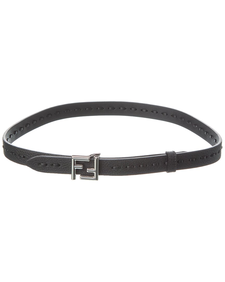 Shop Fendi Selleria Leather Belt In Black