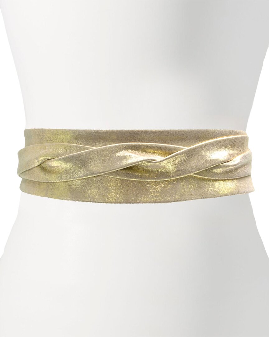 Ada Collection Classic Wrap Leather Belt In Gold