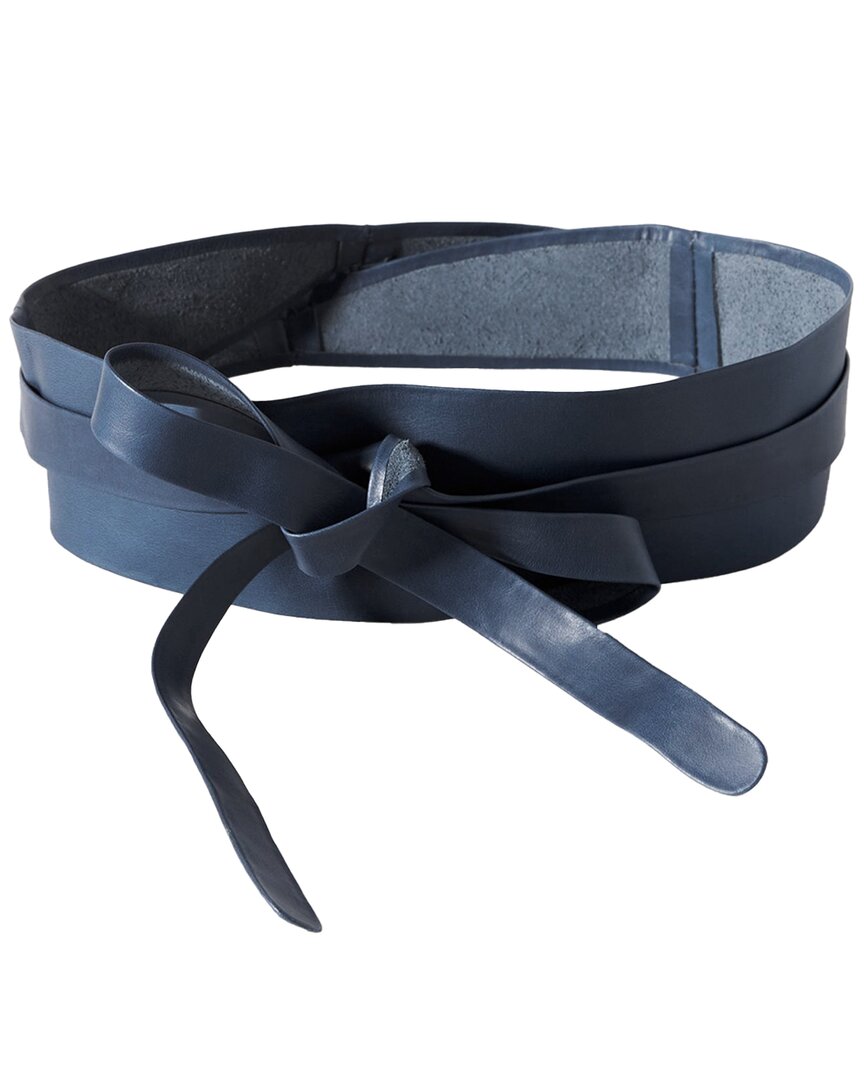 Ada Collection Classic Wrap Leather Belt In Blue