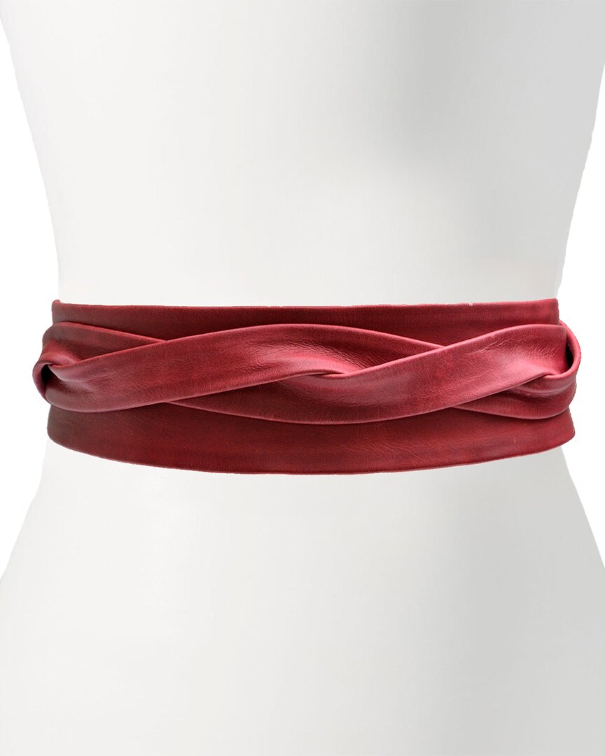 Ada Collection Classic Wrap Leather Belt In Red