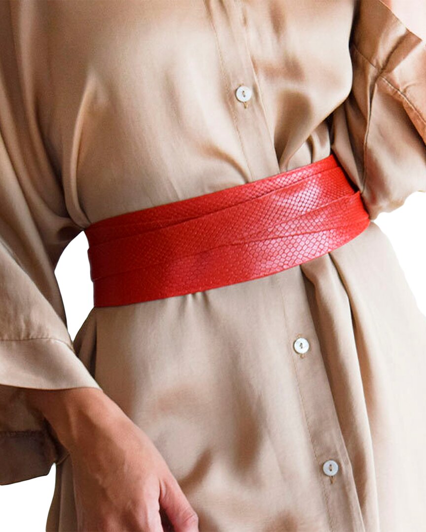 Ada Collection Classic Wrap Leather Belt In Red