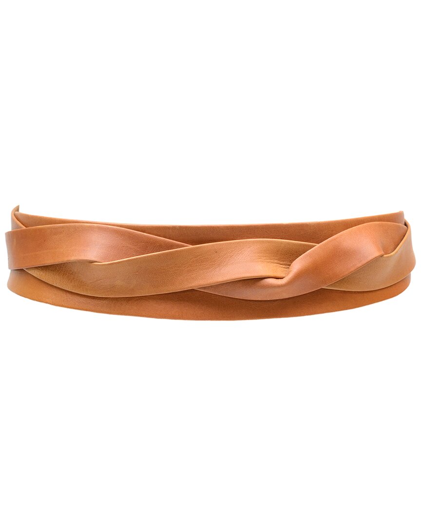 Shop Ada Collection Midi Wrap Leather Belt In Brown