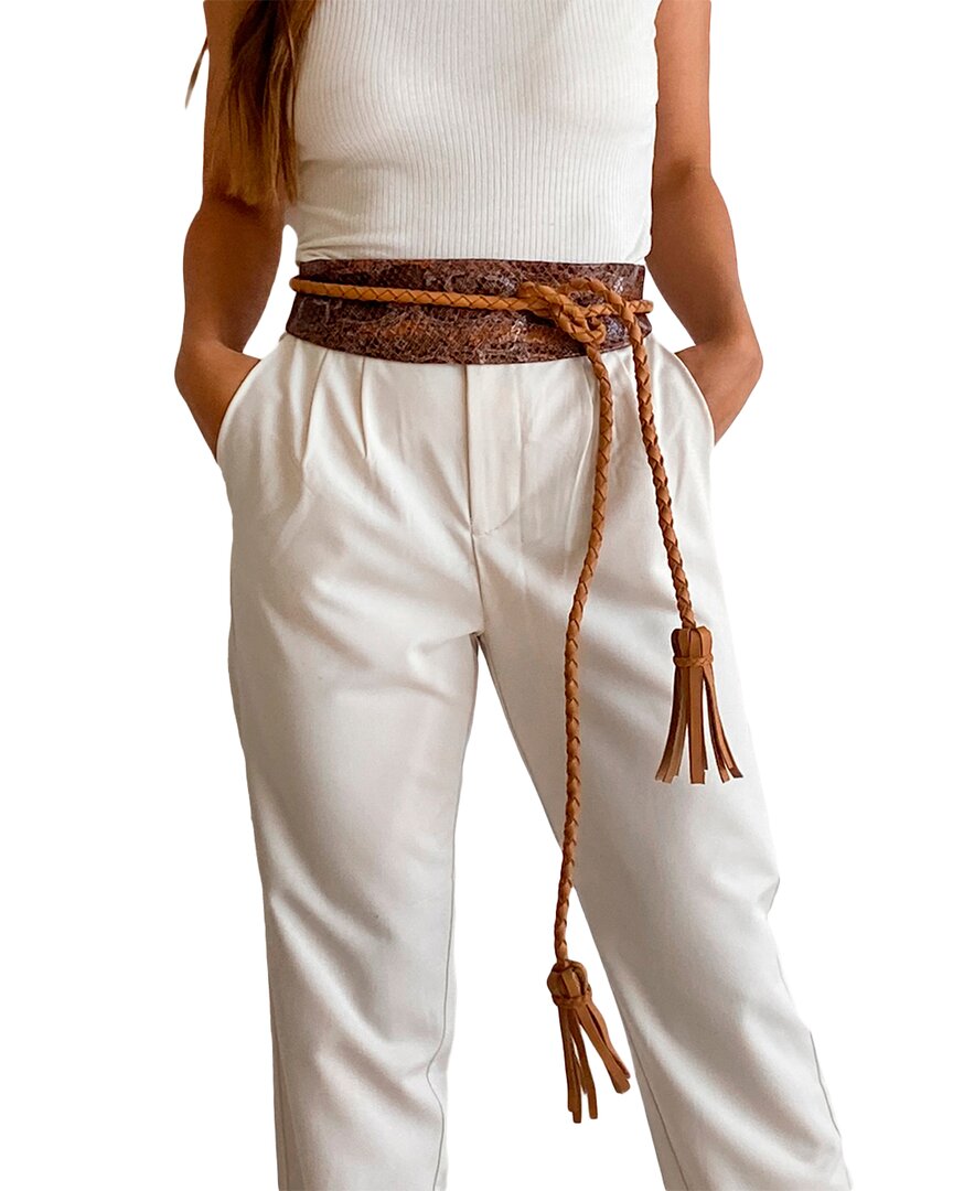 Ada Collection Lucky Wrap Leather Belt In Brown