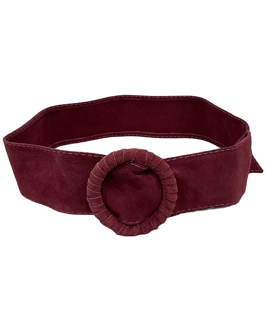 Guadalupe Circle Buckle Suede Belt In Red